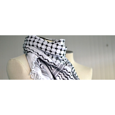 Keffieh palestinien classique noir et blanc (modèle Arafat)