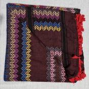 Keffieh palestinien Original Mauve avec lisérés couleurs