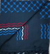 Keffieh palestinien Original Noir couleurs bleu, blanc, rouge
