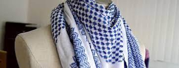 Keffieh palestinien Original Blanc lisérés bleu