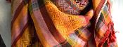 Keffieh palestinien Original bande orange et pompons rouges 